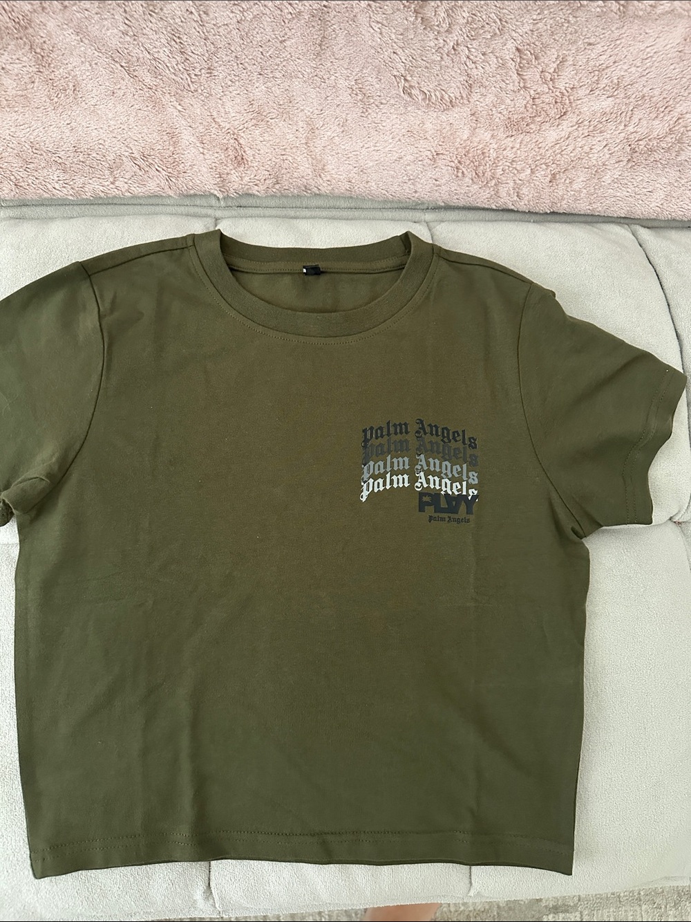 Palm Angels Olive Green Short Sleeve Logo Tee